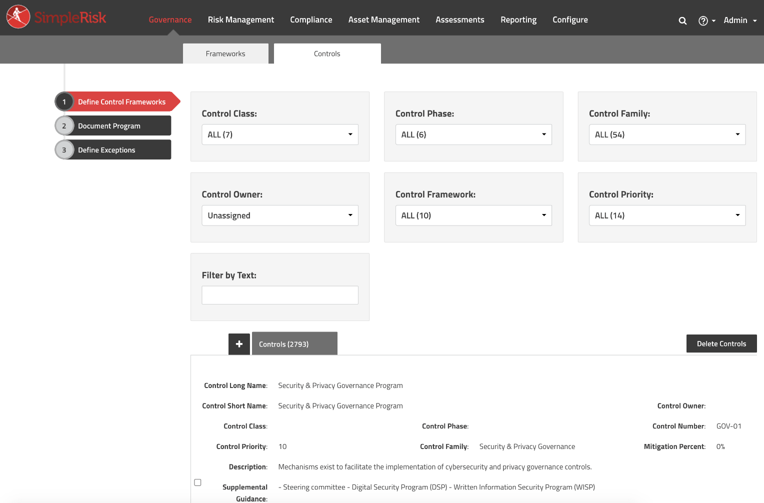 Managing a Control in SimpleRisk