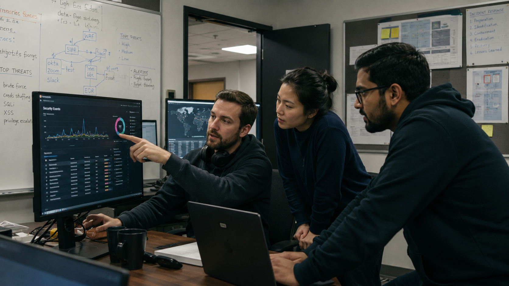 Collaborative cybersecurity team in action