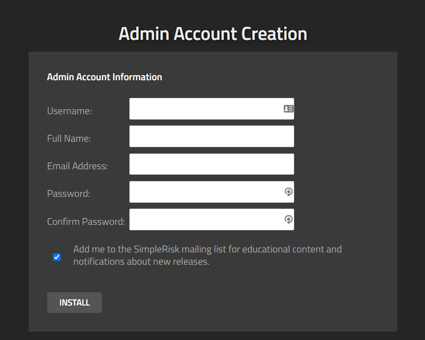 Admin Account Creation