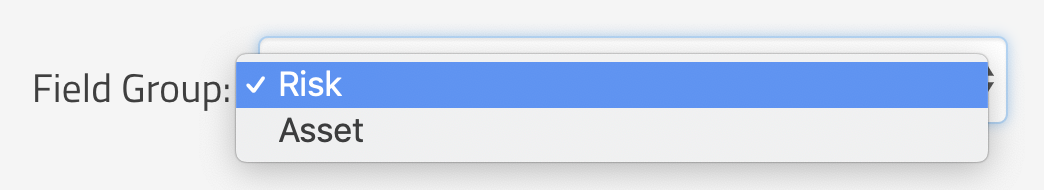 SimpleRisk Field Group selection