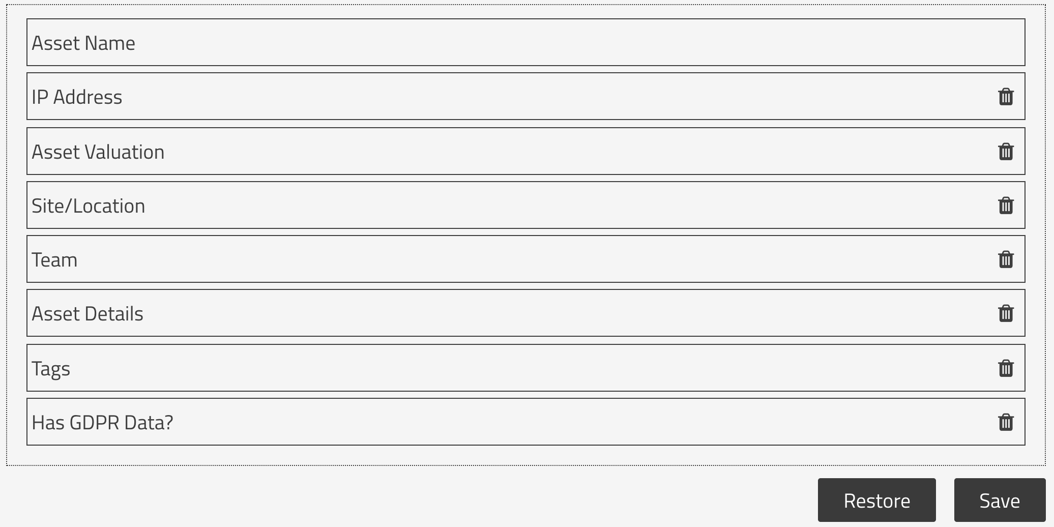 Reordering or Deleting Fields in SimpleRisk