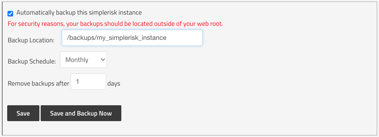 Automatic SimpleRisk Instance Backups