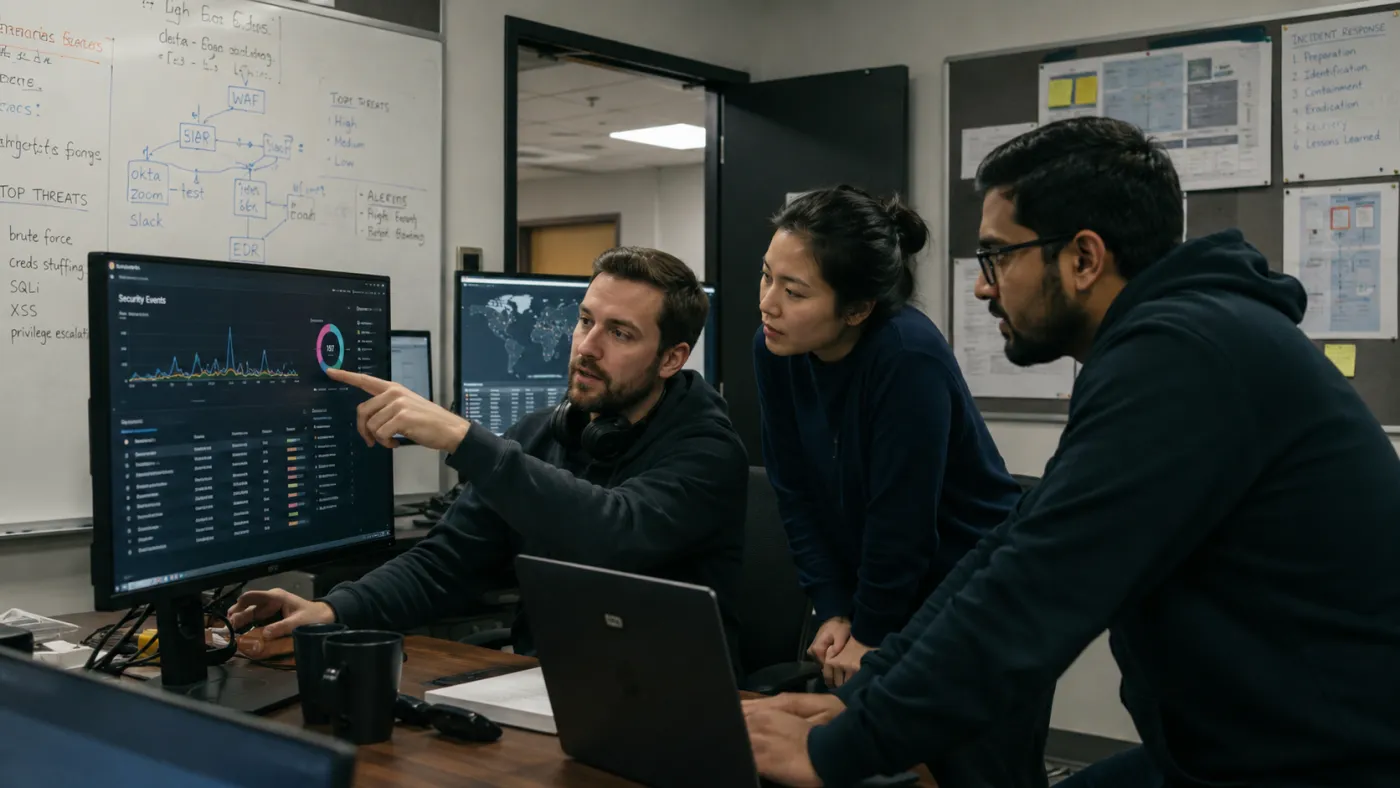 Collaborative cybersecurity team in action